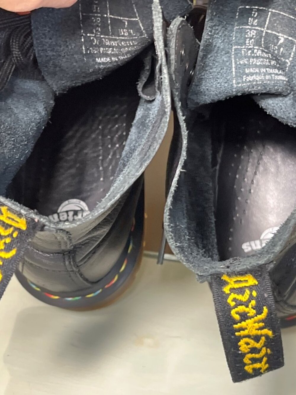 Dr Martens Boots AirWair Black 1470 Pascal Rainbow Combat Moto Leather Wom 7 - Picture 6 of 9